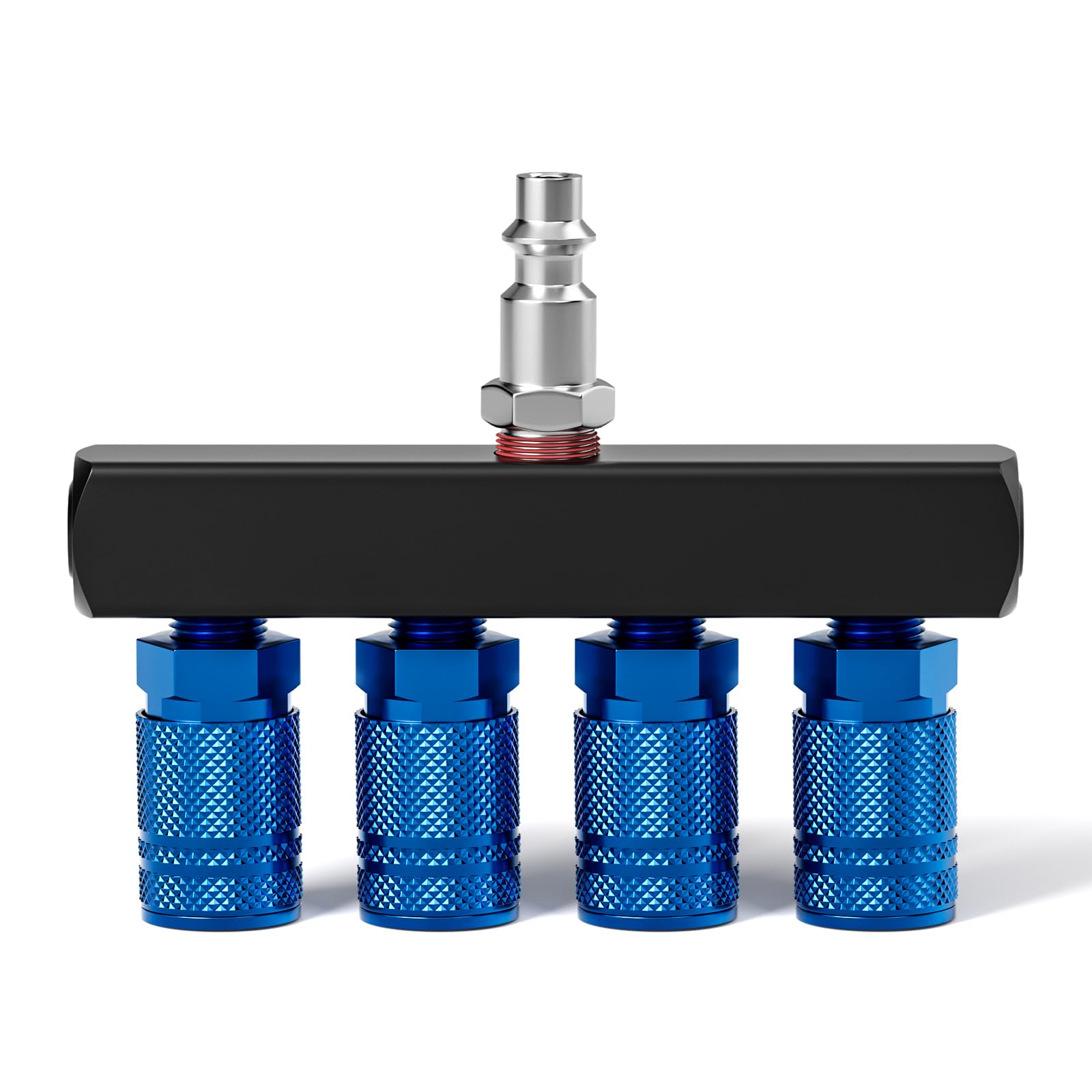 Taisher 4 Way Straight Air Manifold 5 Ports Aluminum Industrial Pneumatic Air Compressor Quick Connect Socket In Line Type Air H